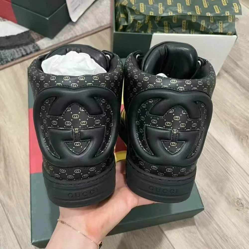 NIB Authentic Gucci x Dapper Dan Mens Black High Top Sneaker